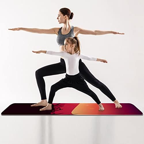 Yoga Mat Gerbil Siluet Günbatımı Çevre Dostu Kaymaz Fitness egzersiz matı Pilates ve Zemin Egzersizleri için