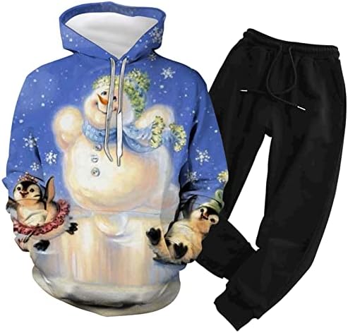 Noel Köpekler Araba Gençlik Kazak Hoodie Suit Erkek Kız için, 2 Parça Kıyafet Kapüşonlu Sweatshirt & Sweatpants Set
