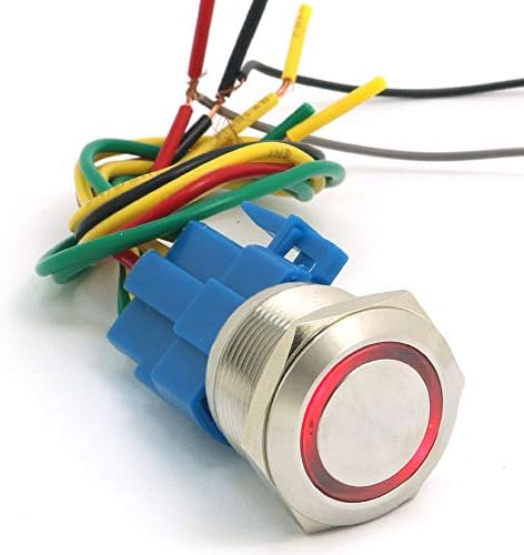 DollaTek 22mm Anlık Anahtarı Push Button Anahtarı 12 V DC Melek Göz LED Su Geçirmez Paslanmaz Çelik Yuvarlak Llight Anahtarı-Kırmızı