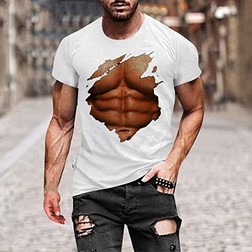 Erkek üstleri, erkek moda rahat 3D dijital baskı kas egzersiz Fitness kısa kollu T-Shirt üst bluz