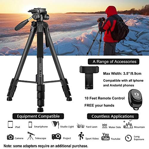Vıctıv 72 inç kamera tripodu Alüminyum Monopod T72 Maks. Yükseklik 182 cm-Canon Nikon DSLR Video Çekimi için 3 Yollu Döner