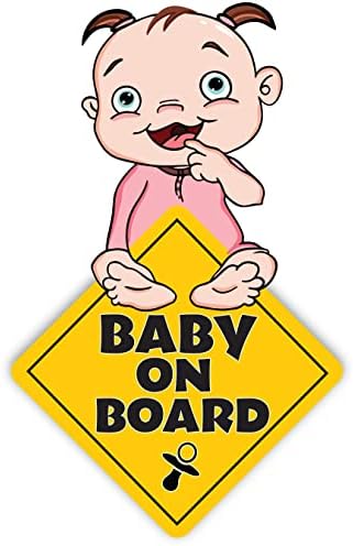 flyyBuyy-Gemide Sevimli Bebek Komik Güvenlik Çıkartmaları - 2 Paket, 5 İnç - Son Derece Görünür - Arabalar, Kamyon, Araç, Pencere,