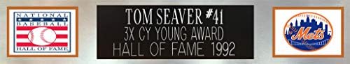 Tom Seaver İmzalı İnce Çizgili New York Mets Forması - Güzel Keçeleşmiş ve Çerçeveli-Seaver Tarafından Elle İmzalanmış ve JSA
