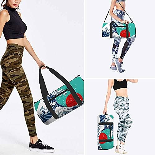 IBİLİU Japon Oryantal Okyanus Dalgası Kroki spor çantası için Kadın Erkek, spor çantası Spor Çantası Seyahat Çantası Sırt Çantası