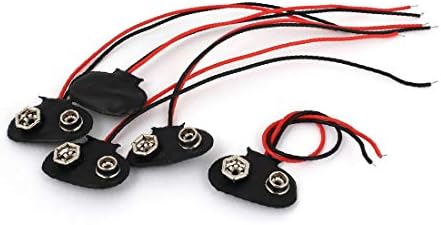 X-DREE 9 V Pil 2-wire T Tipi Klipler Bağlayıcı Tutucu 5 adet Siyah Kırmızı(9 V Batteria bir 2 fili Tipo T Porta connettore