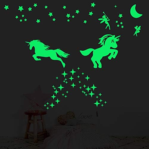 2 Sayfalık Karanlık Yıldız Tavan için, Ultra Parlak Unicorn Duvar Dekor, çocuk Yatak Odası Dekorasyon, duvar Çıkartmaları Yatak