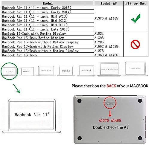 RUBAN Kılıf ile Uyumlu MacBook Hava 11 İnç Yayın (A1370 / A1465), Plastik Hard Case Kapak için MacBook Hava 11 İnç, Kristal