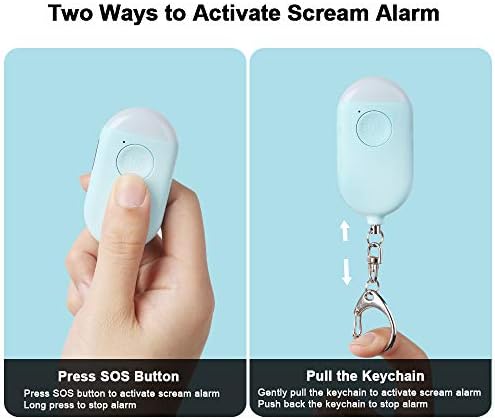 Evershop Kişisel Güvenlik Alarmlı Anahtarlık - 130DB Şarj Edilebilir Alarmlı Anahtarlıklar Kadınlar ve Yaşlılar için LED El