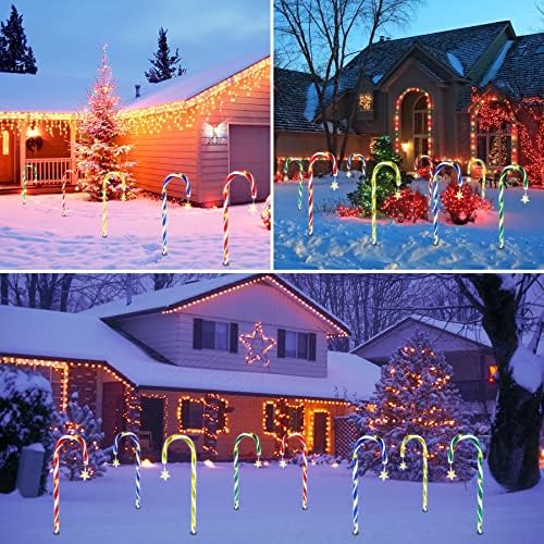 8 Set güneş şeker kamışı ışıkları 8 modları noel dekorasyon ışıkları yolu ışaretleyici Noel kapalı açık dekor ışık için Driveway