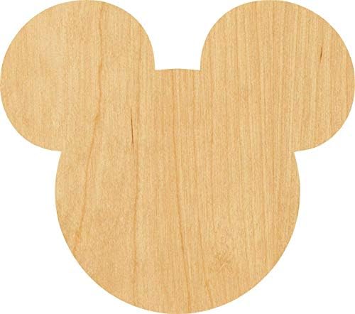 Mickey Mouse Kulaklar 0959 Lazer Kesim Ahşap Şekil Zanaat Kaynağı-Woodcraft-Kalınlığı: 1/8 İnç-Boyutu: 6