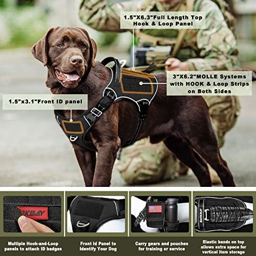 BARKBAY Taktik Köpek Koşum Büyük, Askeri Hizmet Ağırlıklı Köpek Yelek Koşum Çalışma Köpek MOLLE Yelek ile Döngü Panelleri,