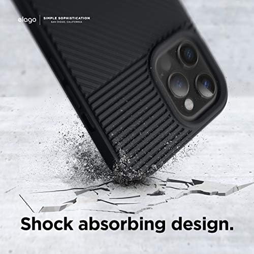 elago Koruyucu Yastık Kılıfı iPhone 12 Pro Max (2020) ile Uyumlu [Siyah] - Şok Emici Tasarım, Kablosuz Şarj Destekli, Dayanıklı