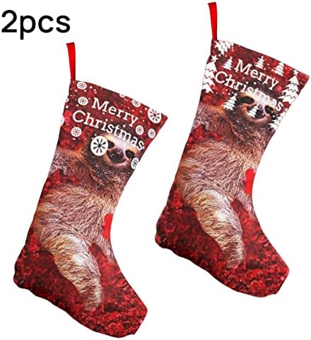 GLRTORE Üç Parmaklı Tembellik Noel Çorap 2 Paket 10 İnç, noel Çorap Noel Ağacı Şömine Asılı Çorap Noel Şeker Mevcut Çanta için