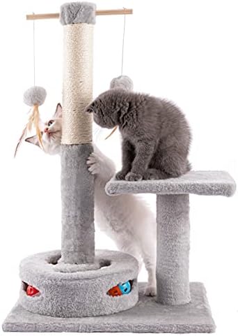Asılı Topları ile 4-in-1 Çok Fonksiyonlu Kedi Tırmalama-Küçük Kedi Ağacı ile Tracks İplik Topları-Yavru Sisal Scratcher Oyuncak