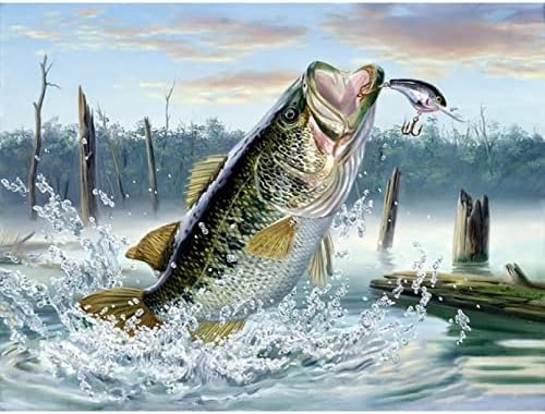Balıkçılık Sazan Elmas Nakış Balık Hayvanlar 5D DIY Elmas Boyama Tam Matkap Mozaik Sanat Çapraz Dikiş Kiti Ev Dekor Decal-16x20inch(40x50
