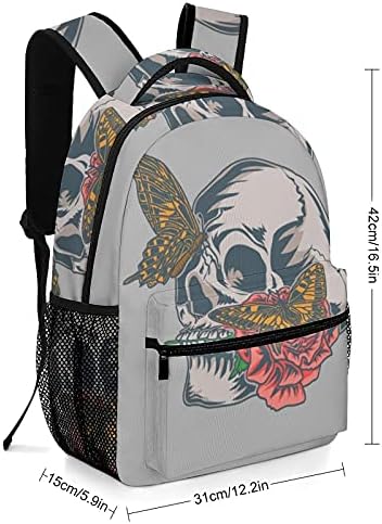 Seyahat sırt çantası kafatası kafatası kelebek çiçek sırt çantası Bookbag seyahat çantası gençler için