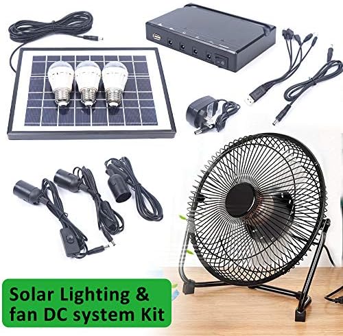 Gdrasuya10 Güneş Aydınlatma Fanı, 3x12 V DC Sistemi Kiti Güneş Enerjili Paneli Fan için Ev Aydınlatma, açık Kamp ve Bahçe vb,