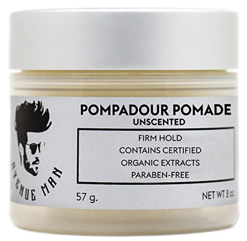 Pompadour Pomad (kokusuz) - (2oz) by Avenue Erkek Saç Ürünleri-Sertifikalı Organik Özlü Saç Pomatı-Paraben İçermez-ABD'de Üretilmiştir