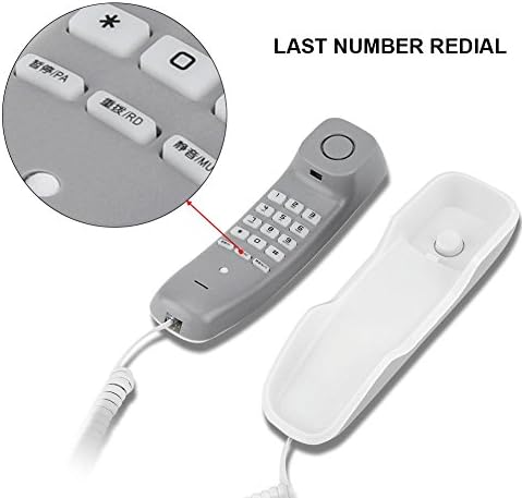 Wendry Tek Hatlı Duvar Telefonu, Gürültü Önleyici Kablolu Telefon, Duvara Monte Telefon Ahizede Yerleşik Tuş Takımı (Beyaz)