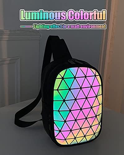 Aomiduo Geometrik Holografik Aydınlık asma sırt Çantası Moda Yansıtıcı omuzdan askili çanta Üçgen Flaş Seyahat Çantası