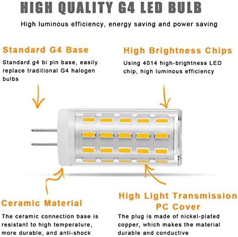 G4 LED Ampuller 5 W Eşdeğer 40 W Halojen Ampul, AC100V-240V, T3 JC Tipi Bi-Pin Tabanı, Sıcak Beyaz 3000 K, enerji Tasarrufu