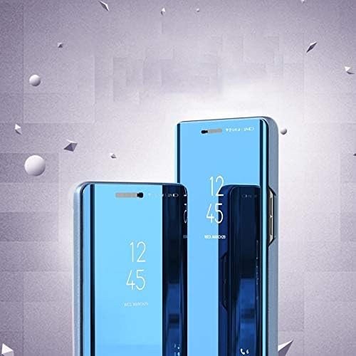 Cep Telefonu Kılıfı için Büyük Galaxy A71 Kaplama Ayna Yatay Çevir Deri Standı ile Cep Telefonu Kılıfı(Siyah) (Renk: Mavi)