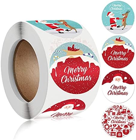 Merry Christmas Sticker Etiketler Zarf Wrap Sızdırmazlık Çıkartmaları 1.5 inç Yuvarlak Kendinden Yapışkanlı 500 adet