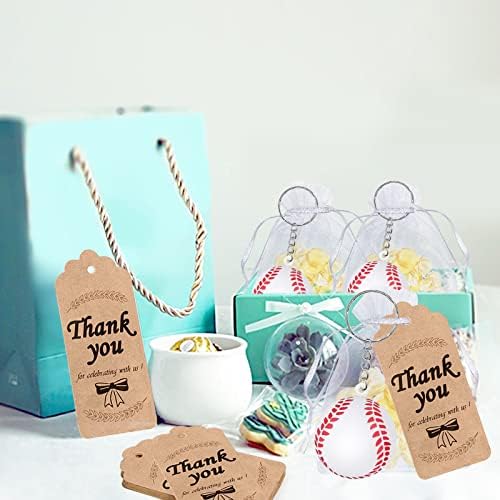 CiciBear 36 Paketi Spor Parti Dönüş İyilik ile 12 Beyzbol Anahtarlıklar, 12 Teşekkür Ederim Etiketleri ve 12 hediye keseleri