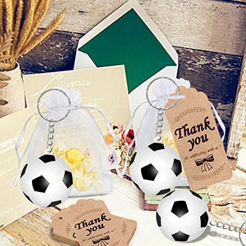 CiciBear 36 Paketi Spor Parti Dönüş İyilik ile 12 Futbol Anahtarlıklar, 12 Teşekkür Ederim Etiketleri ve 12 hediye keseleri