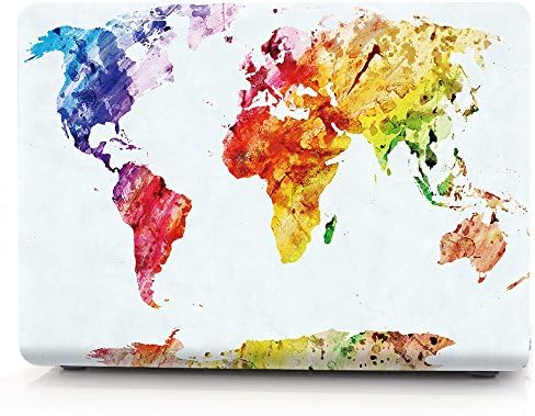 SAİK Suluboya Dünya Haritası Dizüstü Vücut Kabuk Koruyucu PC Hard Case için MacBook 15.4 Retina Ekran ile (Model A1398) (Yayın